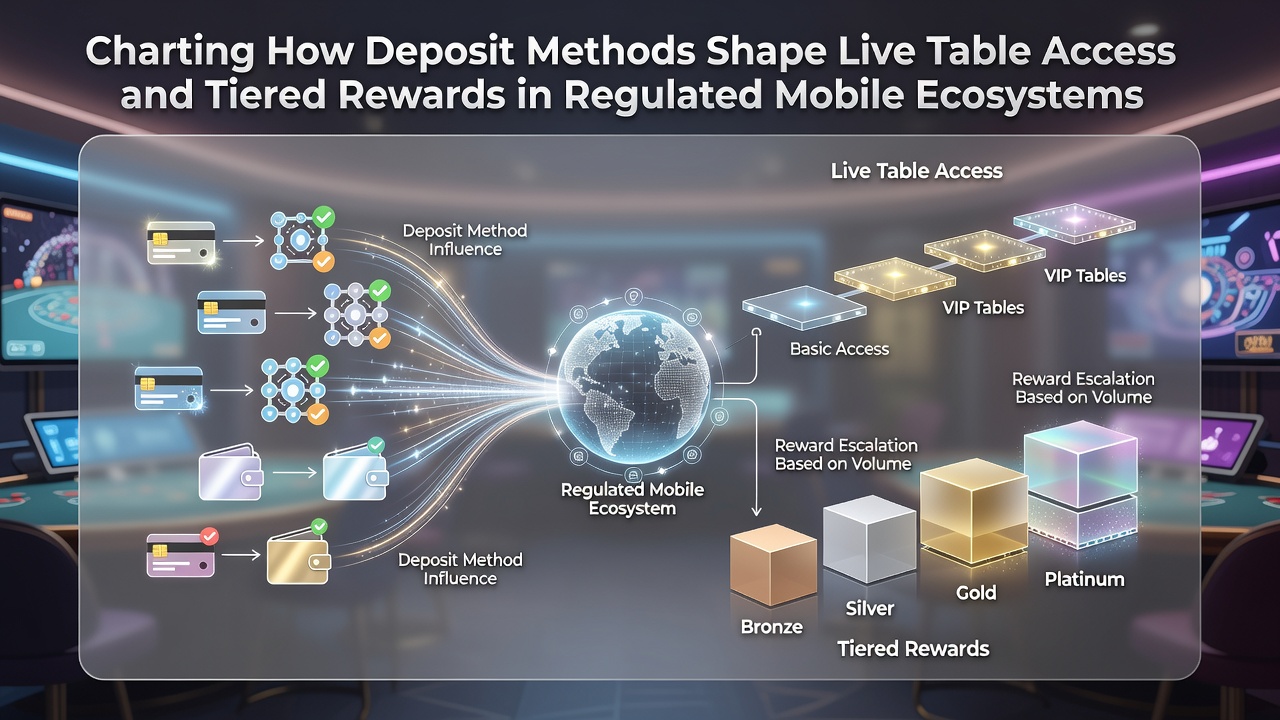 Mobile app interface showing various deposit options alongside live dealer table selections