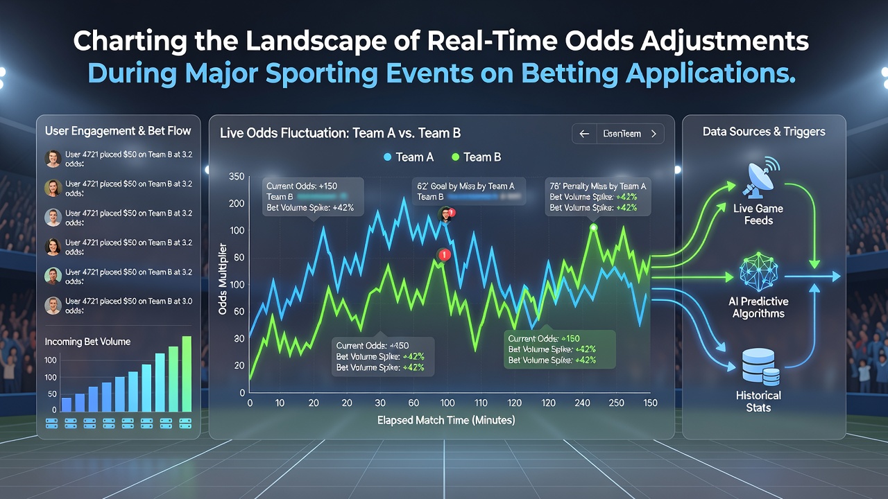 Analytics dashboard showing live odds movement graphs and betting volume spikes during a basketball playoff game