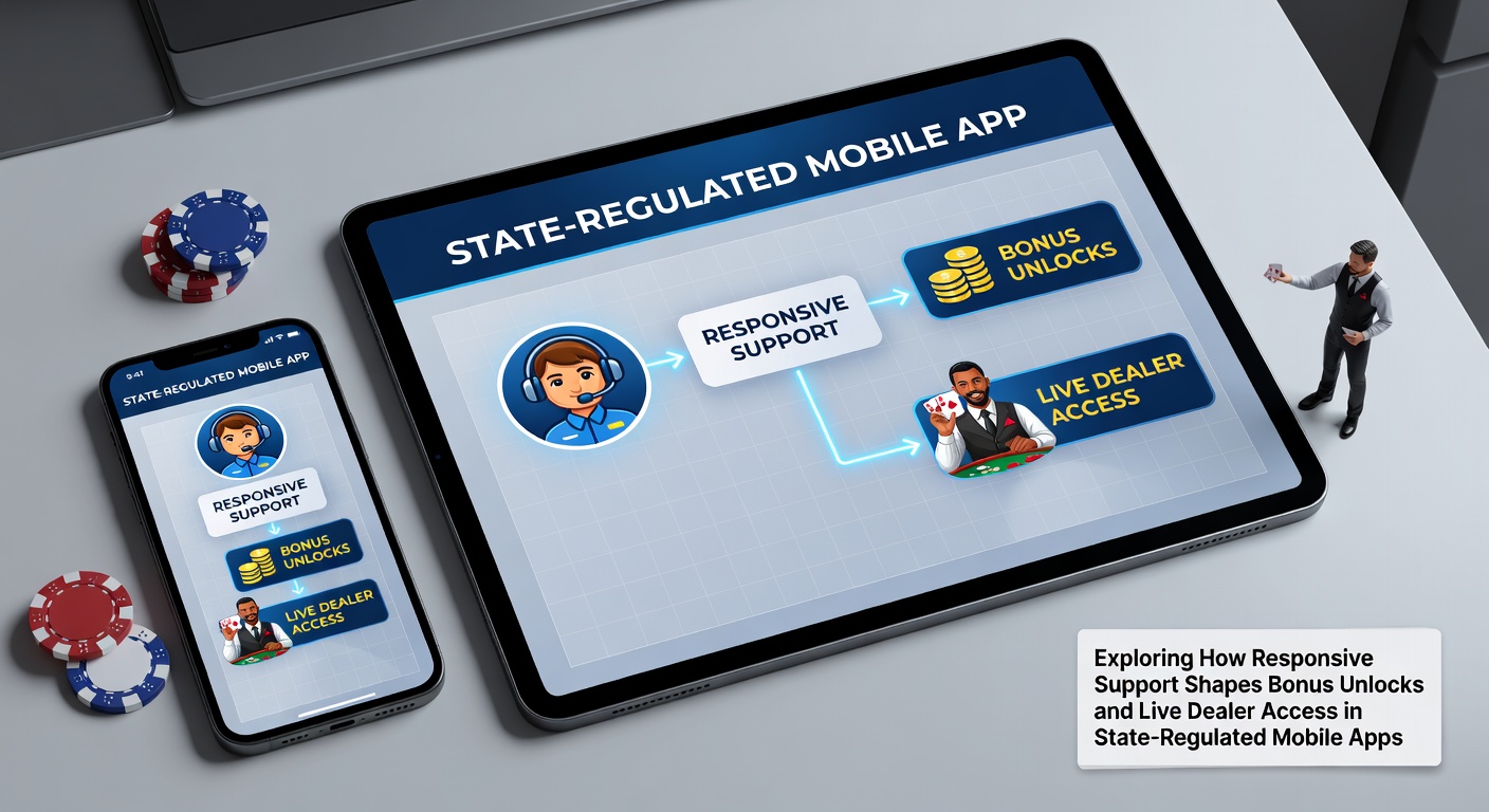 Mobile app interface showing bonus claims and live dealer tables in a state-regulated gambling platform