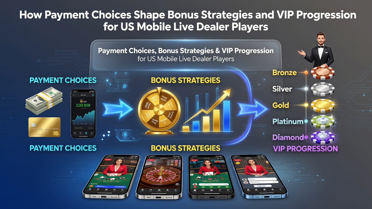 Mobile live dealer interface showing various payment options and bonus indicators on a smartphone screen