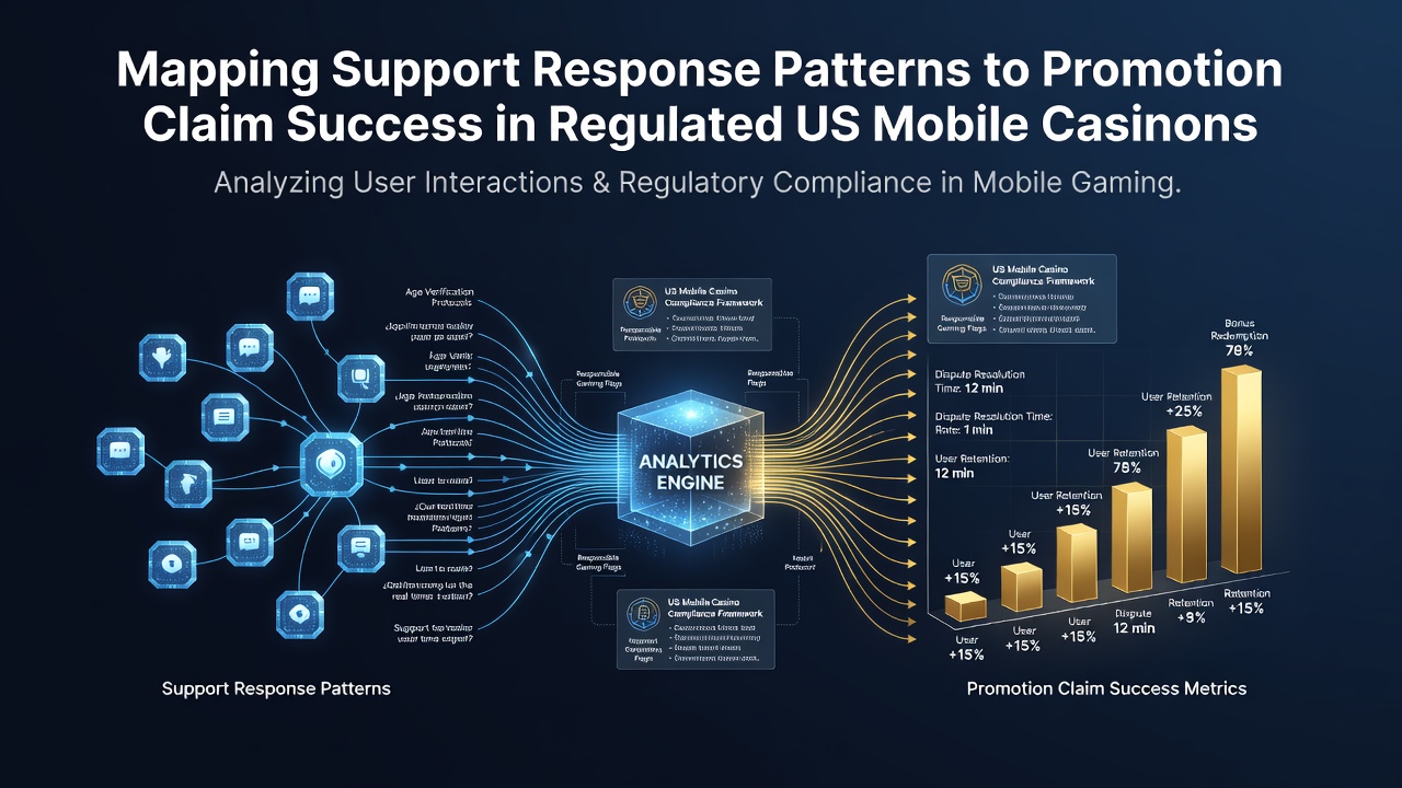 Data visualization showing support response timelines mapped against promotion claim success rates in US mobile casinos