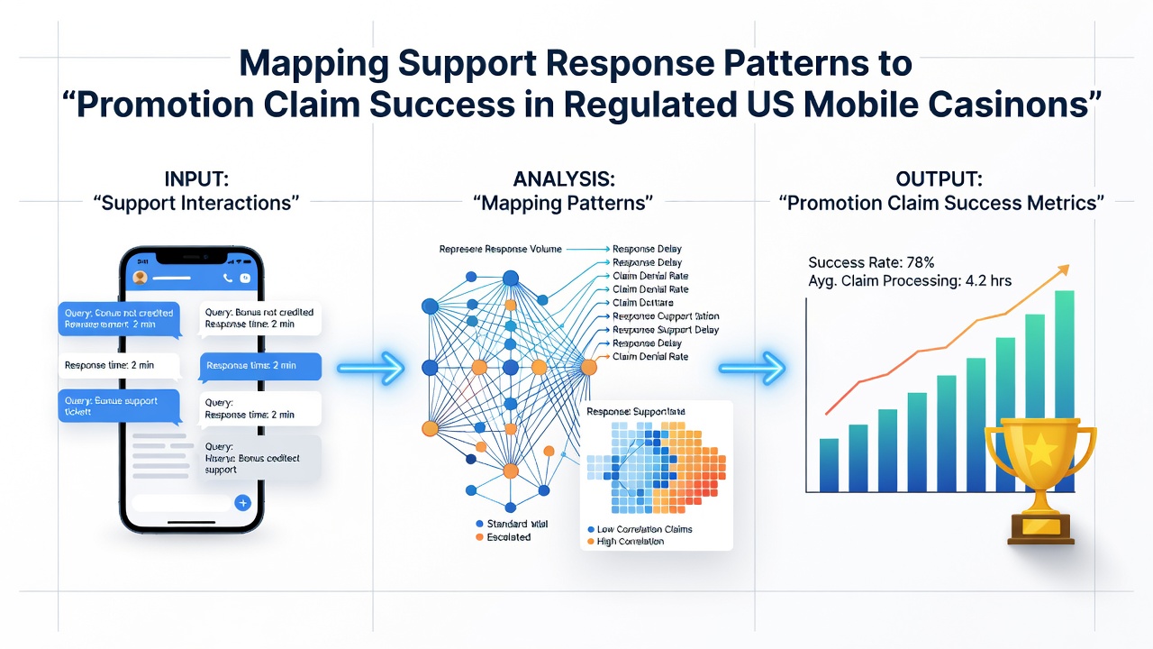 Flowchart illustrating how different support response types connect to promotion claim completion stages