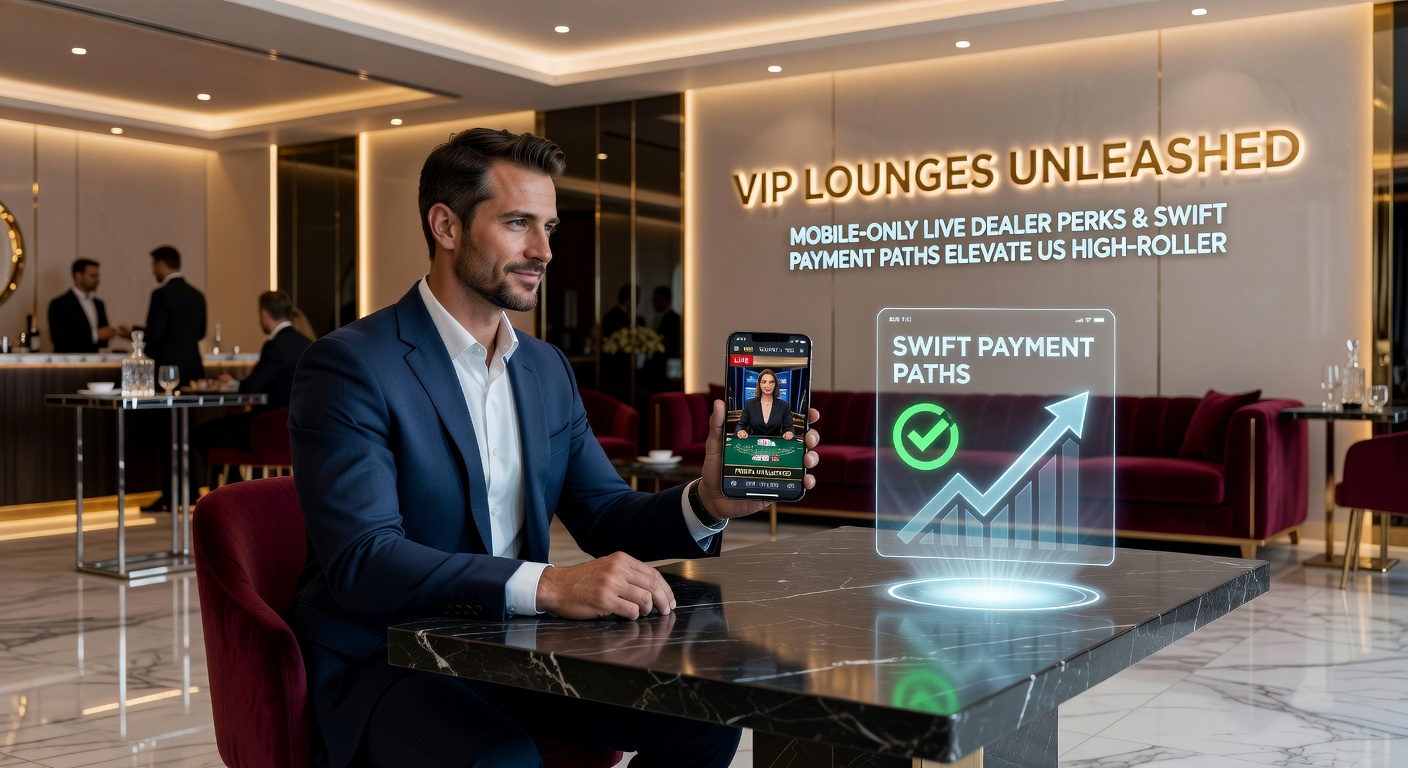 High-roller on smartphone accessing swift payout screen after a live dealer win, with digital wallet icons and confirmation notification