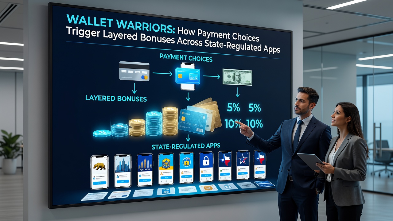 Infographic illustrating layered bonus structures triggered by different payment methods in regulated apps